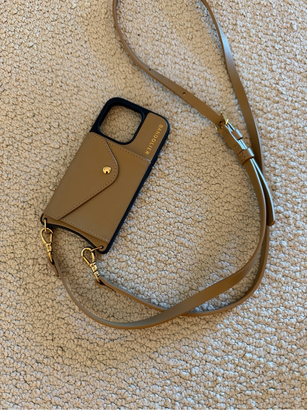 Bandolier Tan Crossbody Phone Case with Card Pocket - iPhone 14 Pro